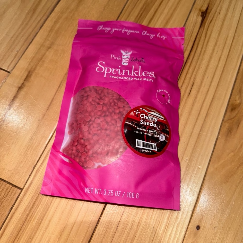 Pink Zebra Cherry Suede Bag of Sprinkles 🍒